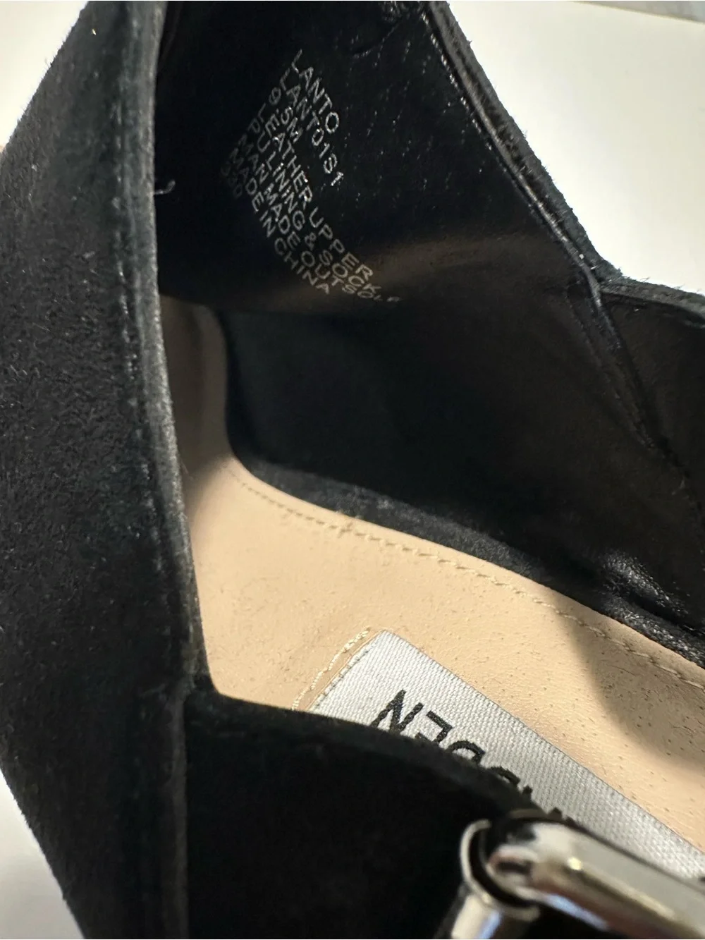 Steven Madden Black Suede Peep Toe Slingback Heels | Wood Block Heels | - Picture 12 of 14